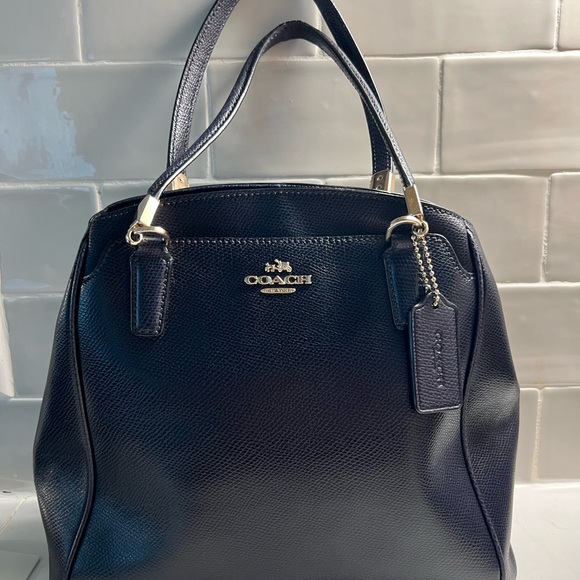 Coach F34663 Minetta Crossgrain Leather Handbag Satchel Crossbody Bag Navy Blue - Picture 1 of 16